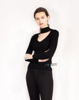 Soft knit Jumper top with Cut Outs design in Black