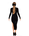 Soft Knitted Ribbed Midi Bodycon front OR back cut out design Dress In Black