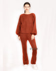 Knitted Loungewear Set In Brown | Jumper and Trousers