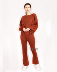 Knitted Loungewear Set In Brown | Jumper and Trousers