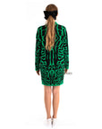 Fine Knit Leopard Print Pattern design Jumper Dress in Green