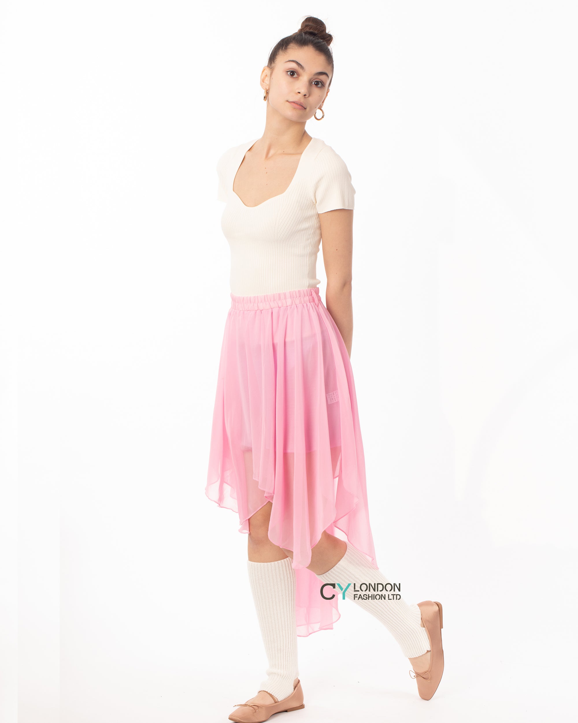 Dip Hem Skirt (Pink)