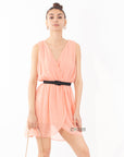 Wrap Chiffon dress (Peach)