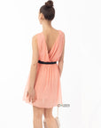 Wrap Chiffon dress (Peach)