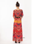 Floral Print Chiffon Wrap Maxi Dress (Red Print)