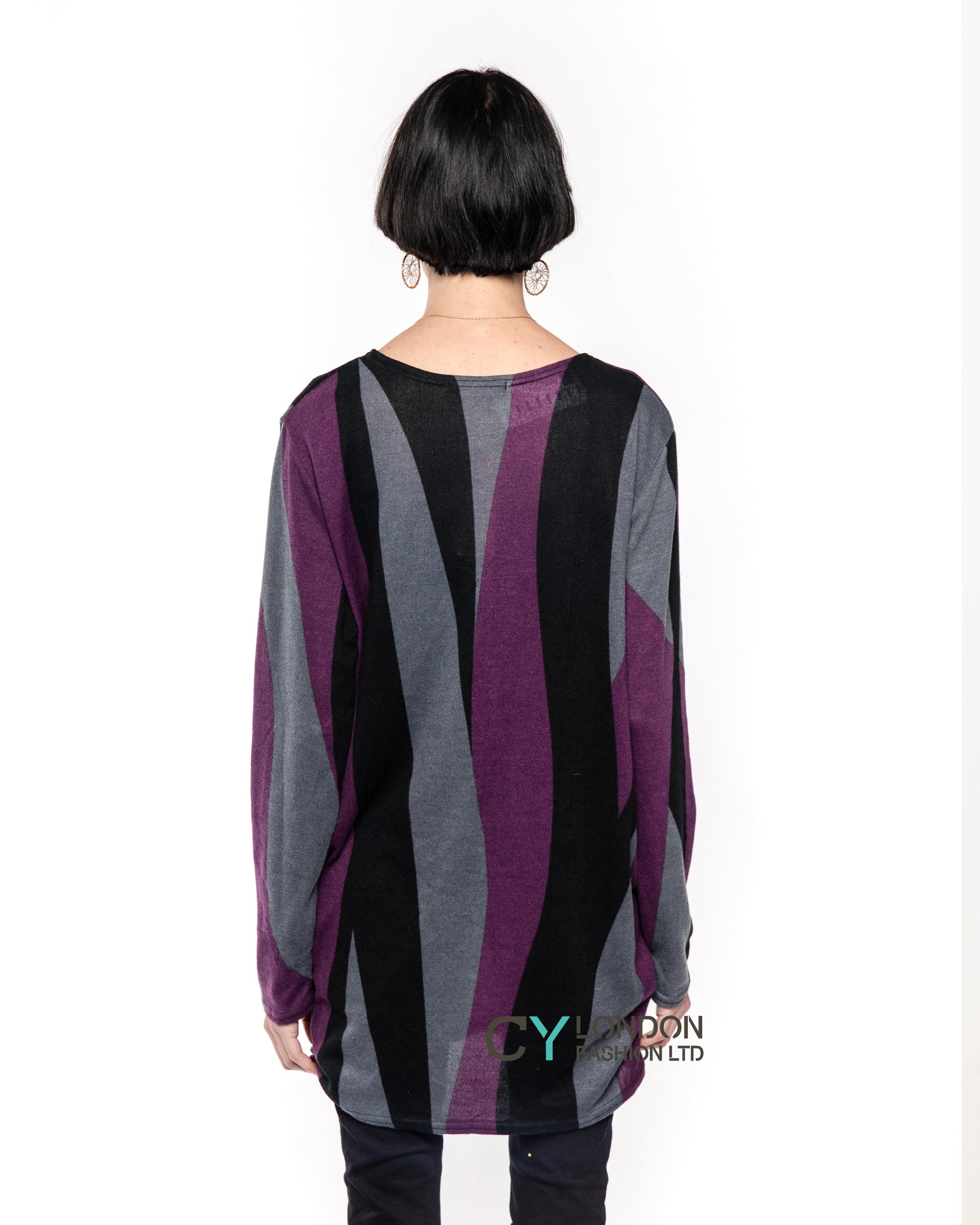 Stripe Print Knitted Jumper