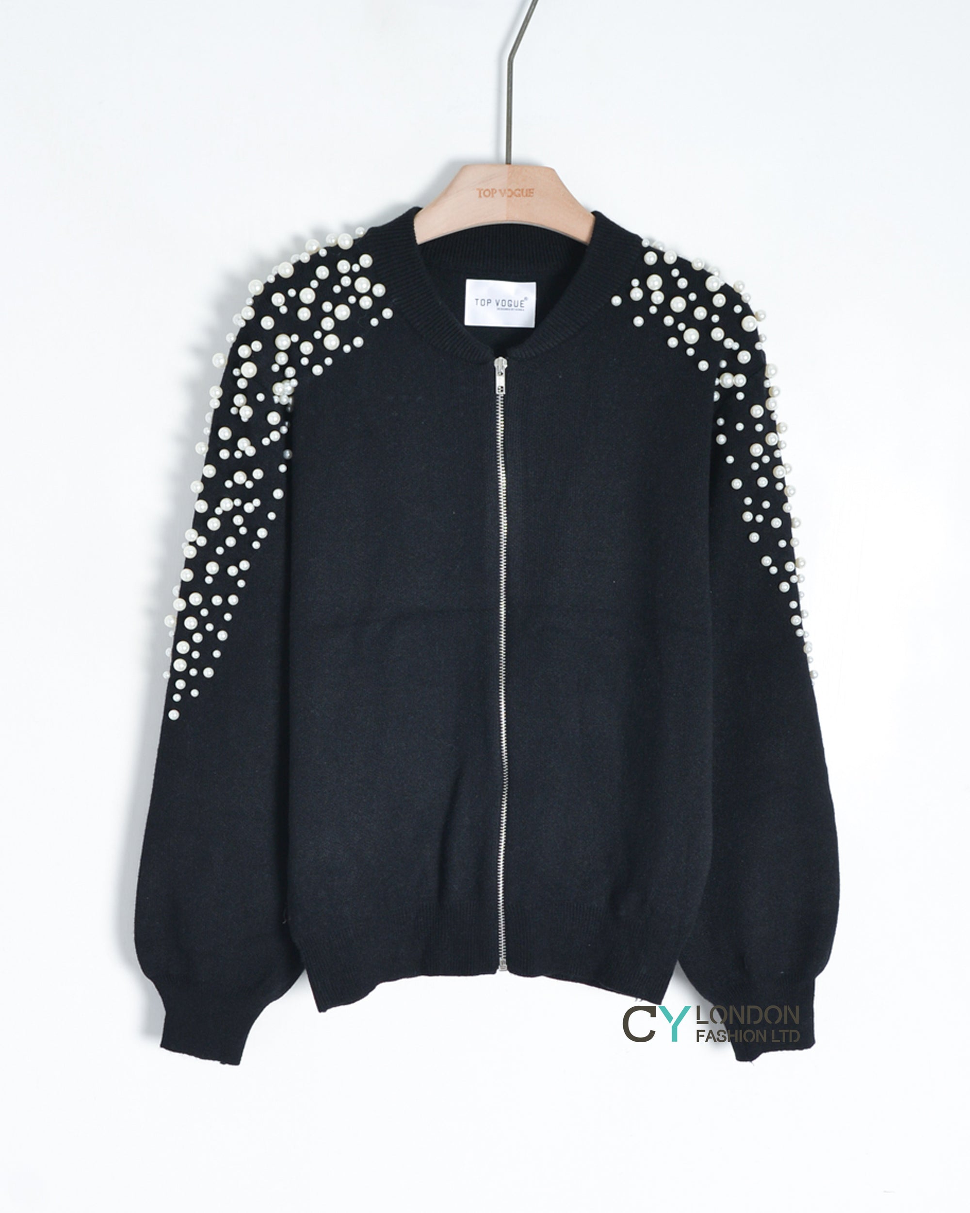 Pearl embellished Shoulder knit Cardigan