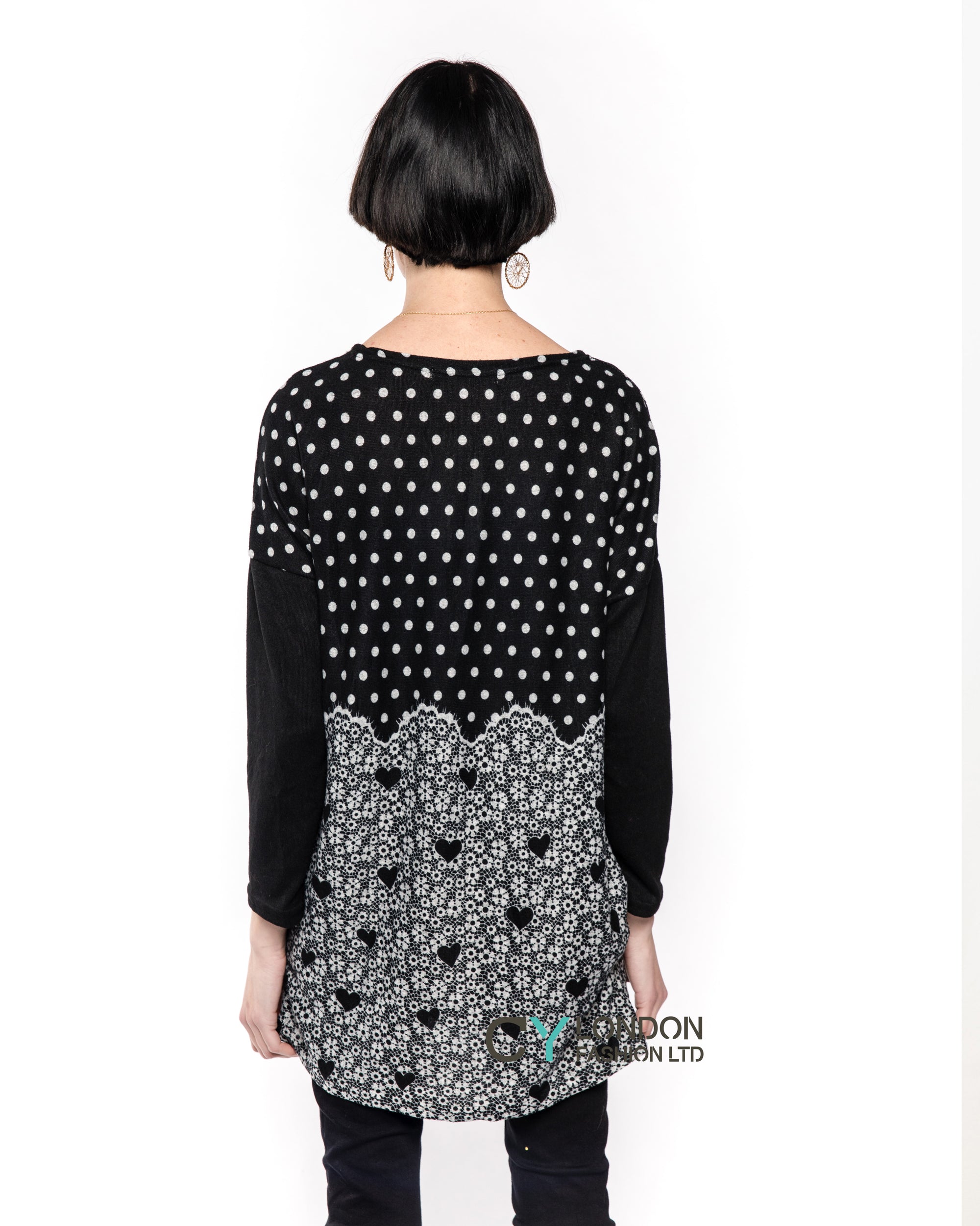 Sweet Heart polka dot print oversized jumper top