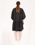 Oversized Cotton shirt dress with ruffle hem