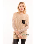 Tweed effect and color block Jumper top