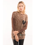 Tweed effect and color block Jumper top