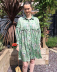 Green Paisley Scarf print Silky feeling oversize dress