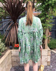 Green Paisley Scarf print Silky feeling oversize dress