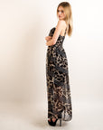 Printed Chiffon Maxi Dress KK6228 (Leopard PRINT)