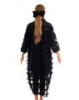 Feather look and star pattern shirt dress in Navy blue