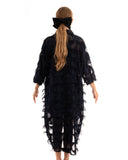 Feather look and star pattern shirt dress in Navy blue