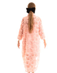 Feather look and star pattern shirt dress in pink