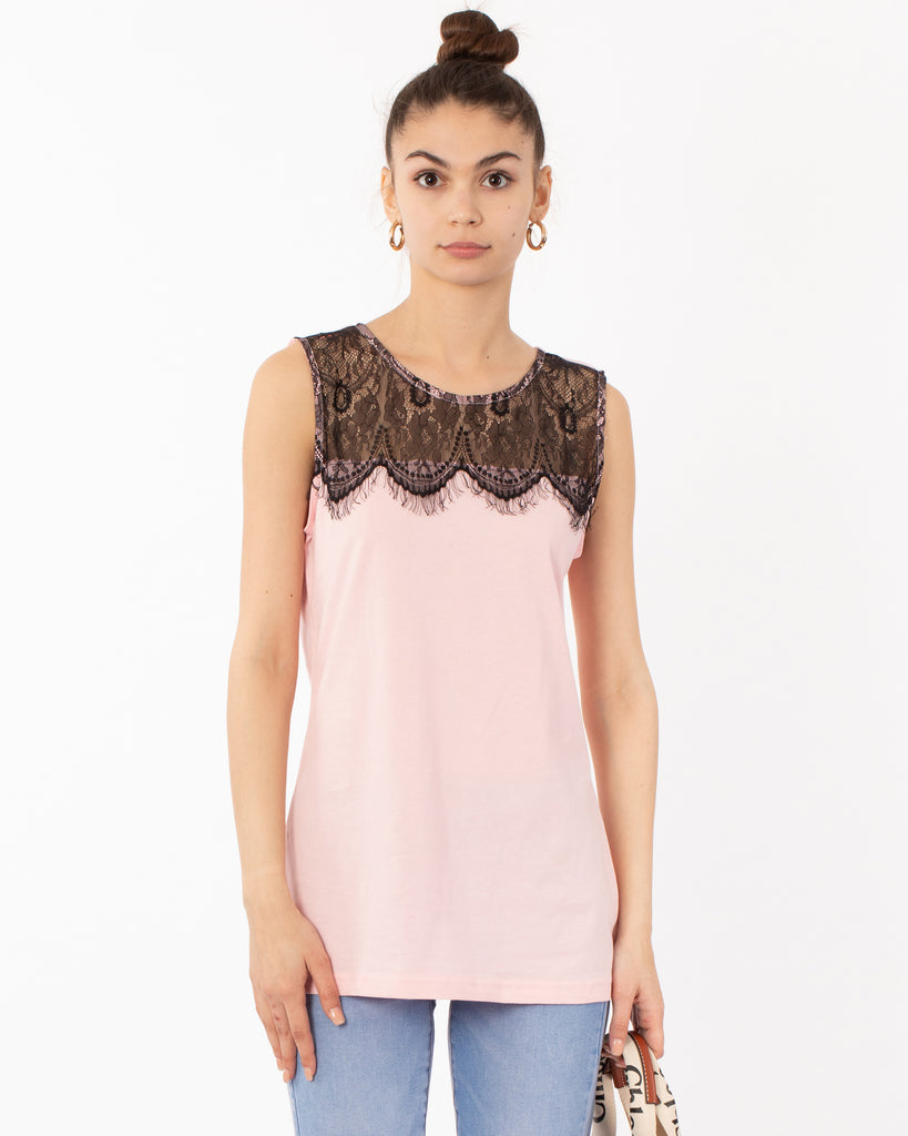 eyelash lace cotton vest top