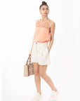 Feather Organza Cotton Vest Top (Peach)