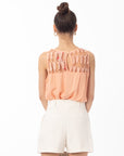 Feather Organza Cotton Vest Top (Peach)