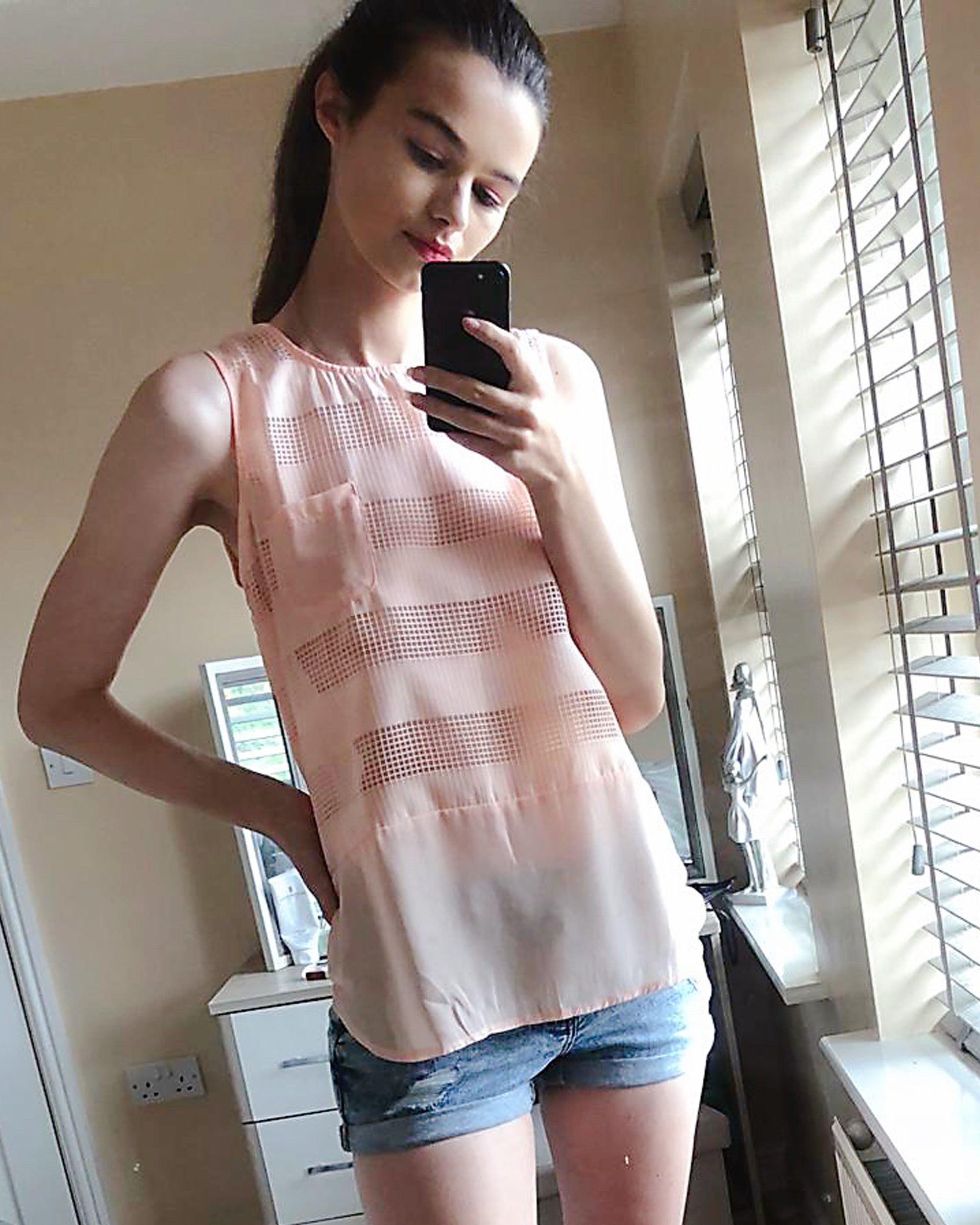 Mesh Chiffon  Vest Top (Peach)