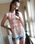 Mesh Chiffon  Vest Top (Peach)