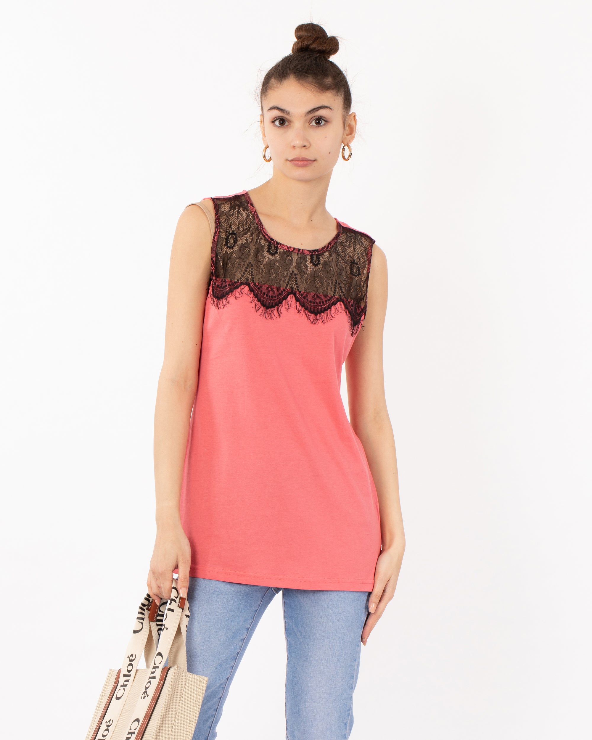 eyelash lace cotton vest top