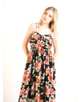 Printed Chiffon Maxi Dress KK6228 (RED FLORAL PRINT)