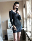 Cold shoulder Sparkle knit bodycon party dress