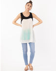 Tie dye Fringed Chiffon Lace Shoulder Vest