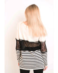 Stripe Print with Lace Jumper