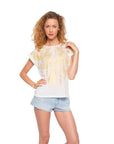 Gold Print T-shirt with Pocket (White)