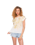 Gold Print T-shirt with Pocket (White)