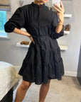 Leave's pattern shirt dress in black