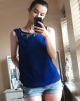 Multi Chain Embellished Chiffon Top (Royal blue)