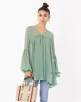 balloon long sleeves chiffon top