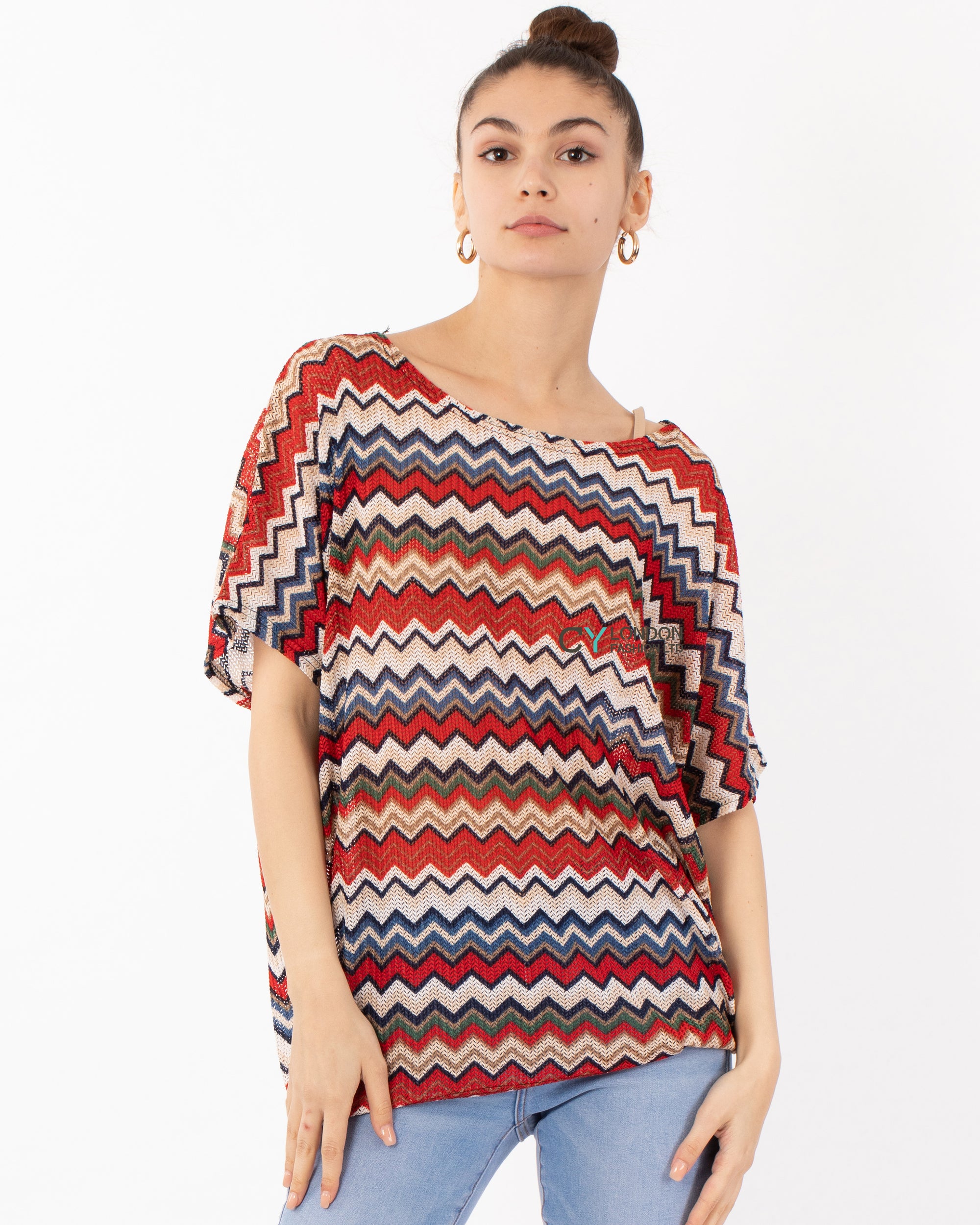 Multi striped print Oversized Top