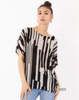 Stripe print mesh Top