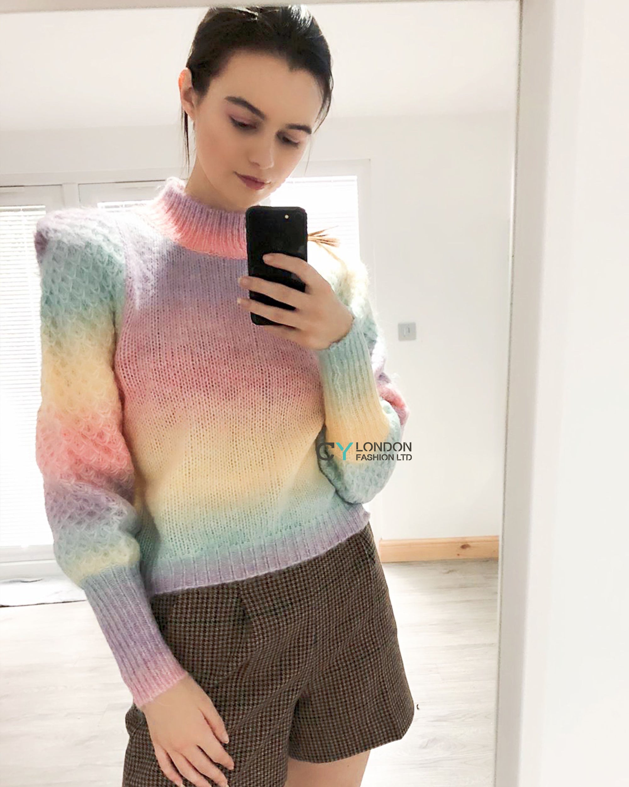 Cable knit rainble Tie dye effect jumper