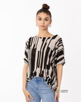 Stripe print mesh Top