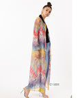 Button Up Maxi Dress in Summer Feather Print