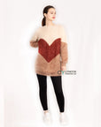 Oversized super soft colour block jumper in beige