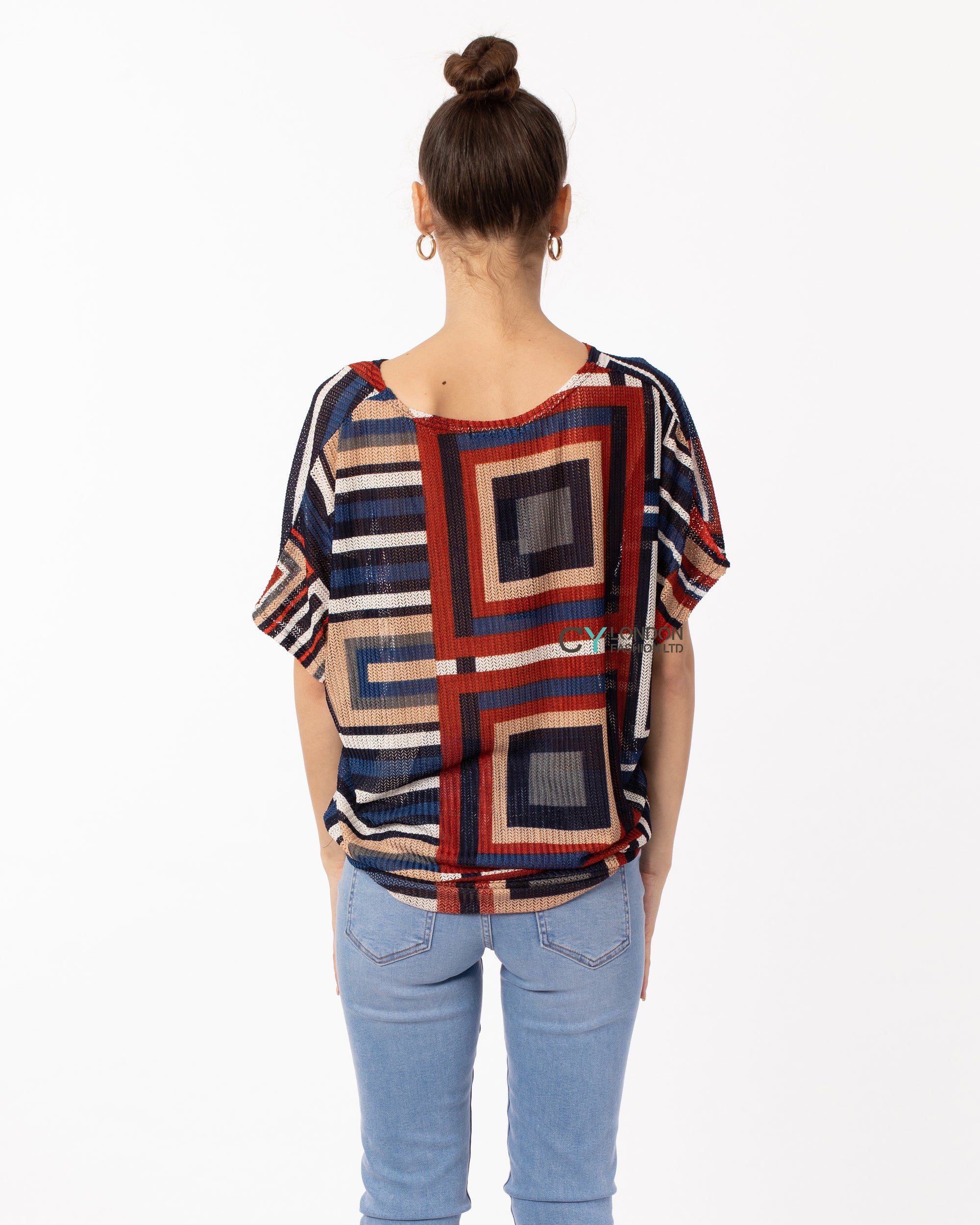 Multi striped print Oversized Top