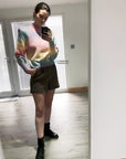 Cable knit rainble Tie dye effect jumper