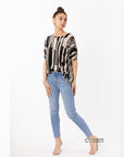 Stripe print mesh Top