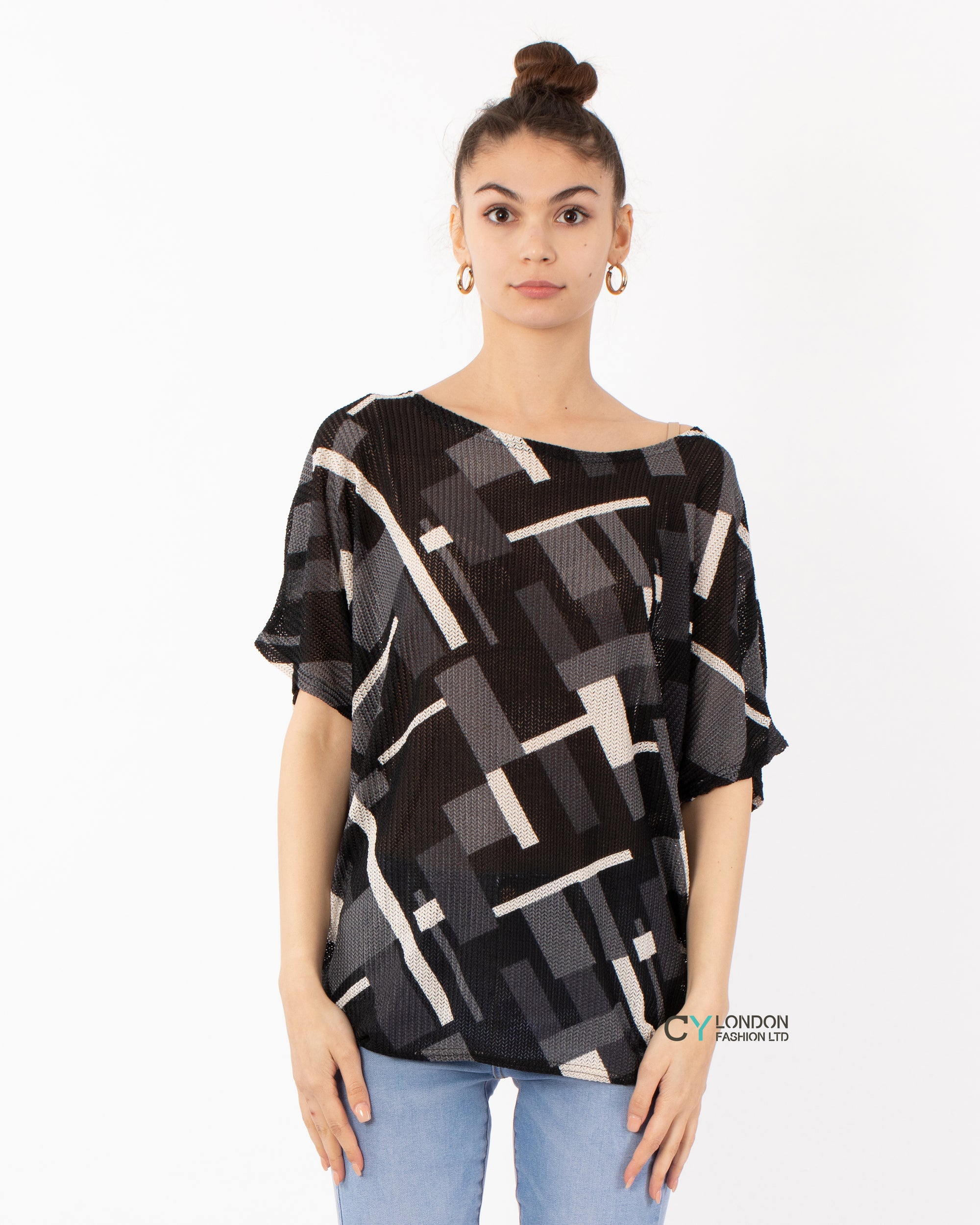 Multi striped print Oversized Top