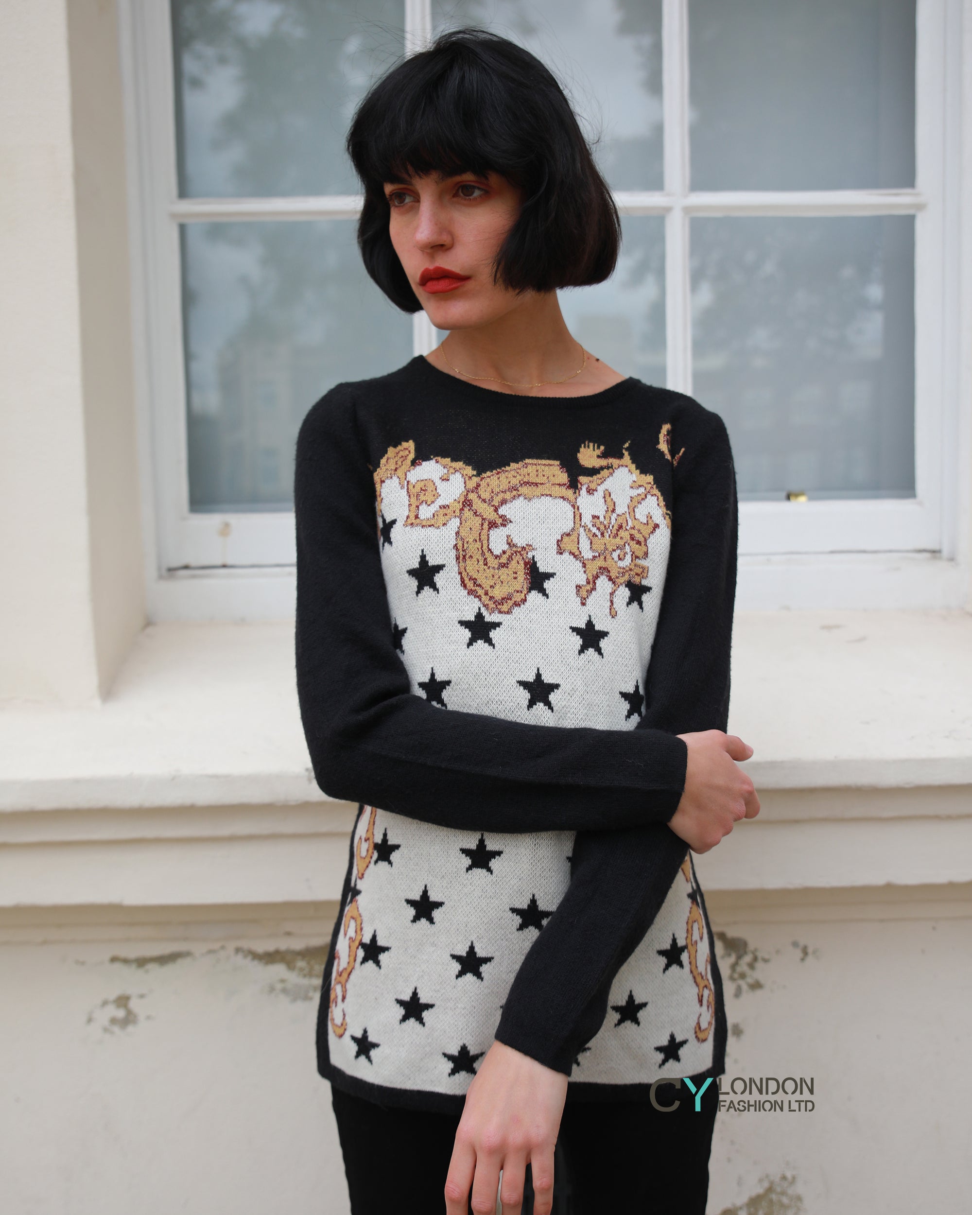 Multi Stars Geometric Print knitted Jumper