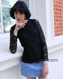 Lace Long Sleeves Top (Black)