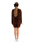 Fine Knit Leopard Print Pattern design Jumper Dress in Coffee Brown