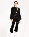 Knitted Loungewear Set In Black | Jumper and Trousers